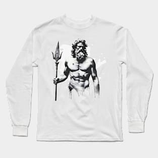 Poseidon Greek Mythology Streetart Style Long Sleeve T-Shirt